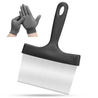 Imagem de Buatacme Raspador de grelha, raspador de grelha de aço inoxidável com cabo de 12,7 cm, ferramenta de raspador de alimentos resistente para cozinha para acessórios de churrasqueira Blackstone,