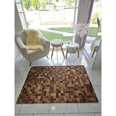 Imagem de Tapet De Couro Quadriculado Natural Bovino 2,00 x 1,50 m (Caramelo)