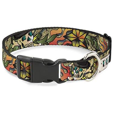 Imagem de Buckle-Down Coleira com clipe de plástico - Death or Glory Tan - 3,8 cm de largura - Serve para pescoço de 40,6 a 58,4 cm - Médio