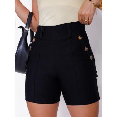 Imagem de Bermuda feminina com botoes laterais e cintura  alta - LENIS SOUZA, Pr