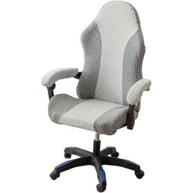 Imagem de HACLEN Capa de cadeira de jogos jacquard à prova de arranhões, capa de cadeira de jogos de elastano macio com braços anexados, lavável para cadeira de escritório (3, tamanho único)