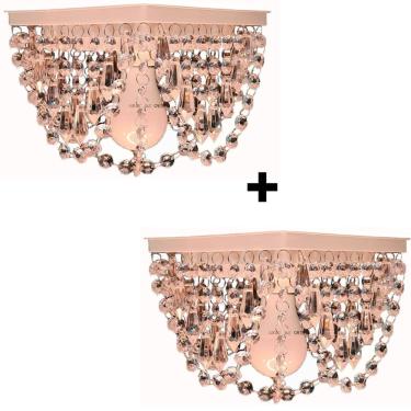 Imagem de Kit 2 Lustres De Cristal Acrílico Decoração Quarto Sala 19x15 Leroy 2