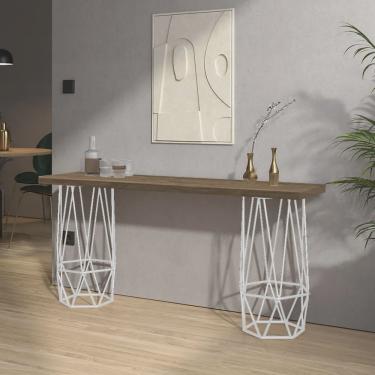 Imagem de Mesa Aparador Buffet Balcão Caleb 90 cm Industrial Ferro Branco Tampo 100% mdf Madeira...