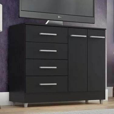 Imagem de Cômoda 4 gavetas e 2 portas - Preto Gisele