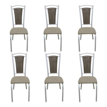 Imagem de Kit 6 Cadeiras Branca Cozinha Aço Tubolar Confortável Jantar