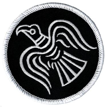 Imagem de Odin's Raven Black Embroidered Patch Viking Iron-on Norway Flag Banner
