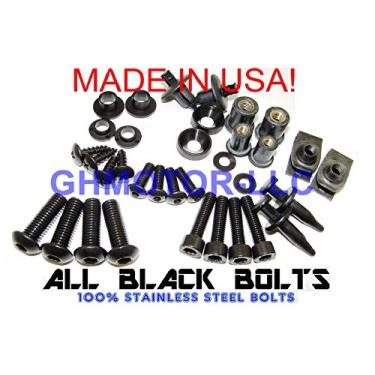 Imagem de GHMotor Conjunto completo de kit de parafusos de parafusos de carenagem feito nos EUA para YZF600 1997 1998 1999 2000 2001 2002 2003 2004 2005 2006 - Preto