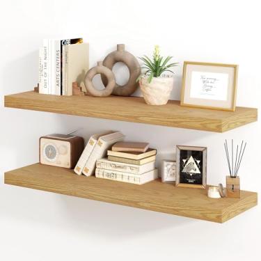 Imagem de Prateleiras flutuantes de 76 cm, prateleiras de parede flutuantes rústicas de 20 cm de profundidade, 76 x 20 prateleiras flutuantes para decoração de casa, exibição profunda e prateleiras de