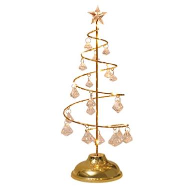 Imagem de Árvore de Natal, luz de cristal, espiral, mesa de mesa, suporte de exibição de árvore em espiral (sem bateria), suporte de exibição de árvore de cristal de LED dourado para mesa de mesa em espiral