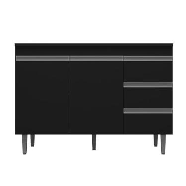 Imagem de Balcão Andréia A03 100cm com Tampo 2 Portas 3 Gavetas Preto - Amarena Móveis