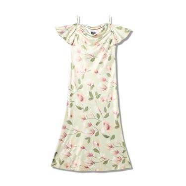 Imagem de Adrianna Papell Vestido longo de cetim estampado feminino, Verde multi, 44