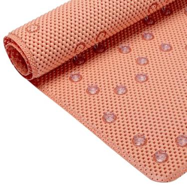 Imagem de Tapete de banheira antiderrapante 91 x 43 cm, tapete de banho de espuma macia para banheira, tapete de banheira com orifícios de drenagem, ventosas, tapete de chuveiro antiderrapante (laranja, 91 x 43