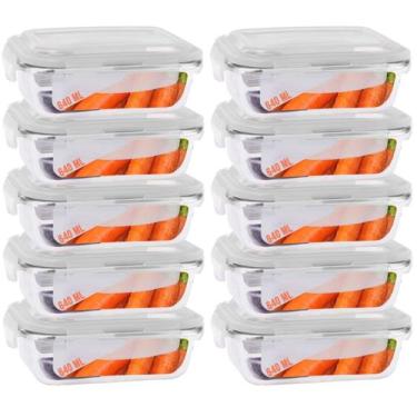 Imagem de Jogo 10 Potes de Vidro Marmita Tampa 4 Trava Hermética 640ml - Casa Li