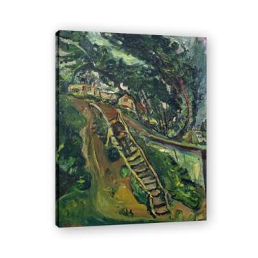 Imagem de Impressões em tela famosas (homem andando pelas escadas) por Chaim Soutine, reprodução impressa em tela, imagem de arte de parede para decoração de casa. Moldura interna 80 x 105 cm - 31,5 x 41,3 pol