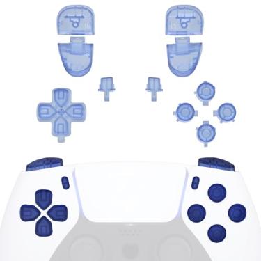 Imagem de eXtremeRate D-pad de substituição R1 L1 R2 L2 Gatilhos Opções de compartilhamento botões faciais, azul claro claro conjunto completo botões compatíveis com controlador p s 5 BDM-030 BDM-040 BDM-050