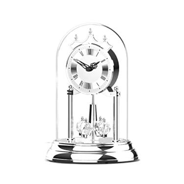 Imagem de Relógio de mesa, relógio de pêndulo de metal, relógio de sala de estar, relógio de mesa, quarto, estudo, ornamento, relógio de mesa, relógio de mesa (dourado) (prata)