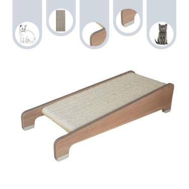 Imagem de Arranhador Para Gato MDF Inclinado Sisal - Amadeirado - Maderacco
