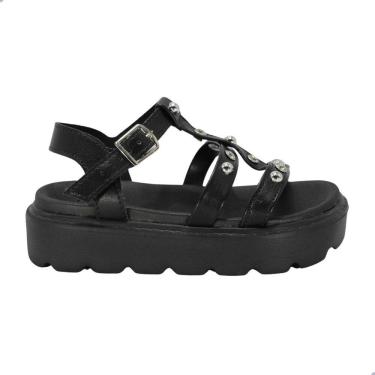 Imagem de Sandália Infantil Molekinha Tiras Detalhe Tratorada Preto