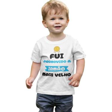 Imagem de Camiseta Fui Promovido a Irmão Mais Velho Infantil Branca - Del France