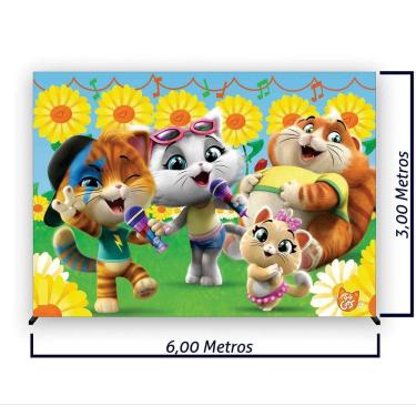 Imagem de Painel de Festa Retangular 44 Gatos Diversas Medidas - Fera Print