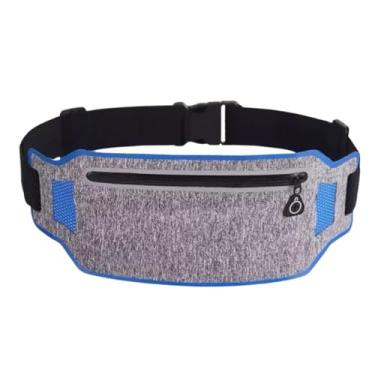 Imagem de Pochete Corrida Fitness Slim Cintura Antifurto Money Viagem Doleira Água Porta Celular Documento Treino Academia Caminhada Bike Celular (Azul/Cinza)