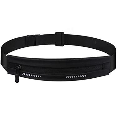 Imagem de Lizbin Pochete fina de corrida, bolsa de exercícios para mulheres e homens, pochete para corredores, cinto para treino, corrida, caminhada, ciclismo, cinto para dinheiro, acessórios de corrida (preto