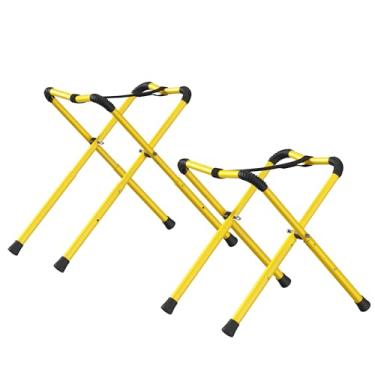 Imagem de GanFindX Suporte dobrável de alumínio para caiaque com 2 unidades | Suporte portátil de armazenamento de canoa de altura ajustável para uso interno, capacidade de 68 kg, fácil de armazenar