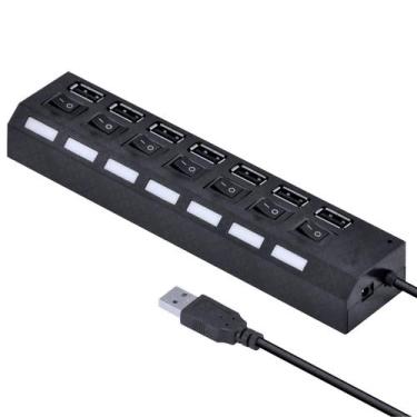 Imagem de Usb Hub 7 Portas Cabos Régua Multi Entradas Caixinha De Som - BELLATOR