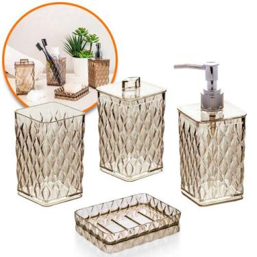 Imagem de Jogo Luxo Utensilios de Lavabo Banheiro Decoração Kit Plasútil Glamour