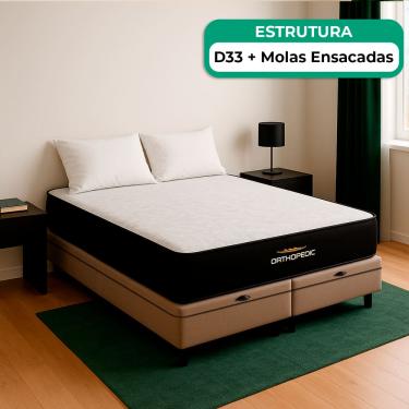 Imagem de Cama Box Baú King e Colchão Orthopedic D33 V-Store