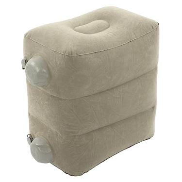 Imagem de Almoço de descanso para pés infláveis ​​de viagem inflável GRCFUMo, apoio de pé inflável, almofada inflável de PVC para avião, carro, trem, escritório e casa (Cinza escuro)