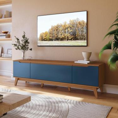 Imagem de Rack Kappesberg 3 Portas Canela/Azul Profundo 180cm