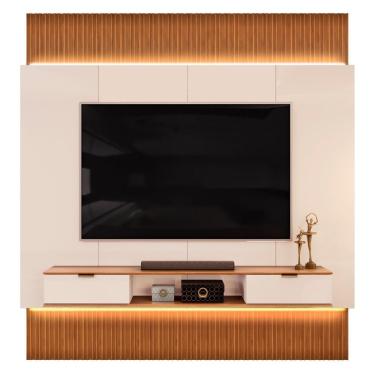 Imagem de Painel Para Tv 85 Pol Canelado Extensível Piso Ao Teto D04 Off White-freijo - Mpozenato