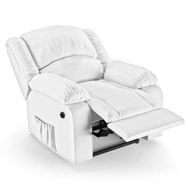 Imagem de Poltrona Do Papai Reclinável Pietra Power Elétrica Massagem Fh9 Pu Branco - Mpozenato