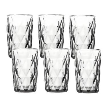 Imagem de Conjunto 6 Copos De Vidro Diamante 370ml - Elegância e Durabilidade