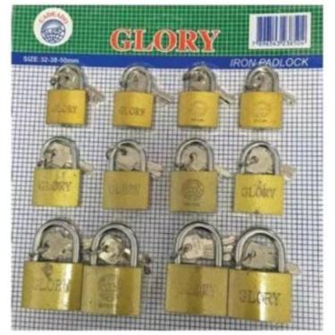 Imagem de 12 Peças Cadeado Pequeno 32/38 E 50Mm Cartela Cadeado Glory