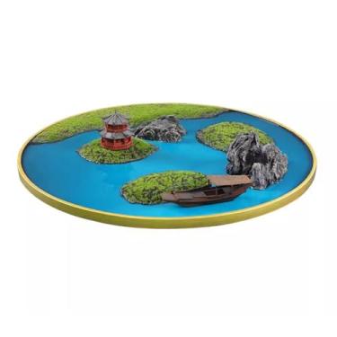 Imagem de Decoração de Mesa Hotel jantar grande mesa redonda decoração de flores bonsai estilo chinês simulado paisagem design mesa núcleo decoração Mesa Redonda com Paisagem Simulada(50cm)