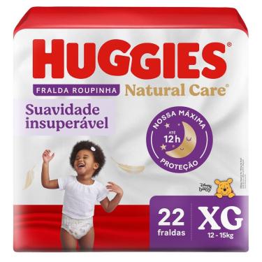 Imagem de Fralda Roupinha Huggies Natural Care Tamanho XG Pacote Mega 22 Unidades Descartáveis