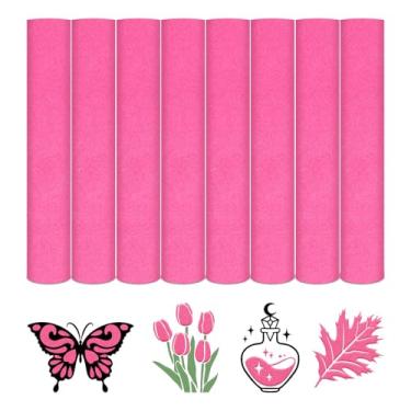 Imagem de HTVSTD Vinil De Transferência Térmica Flocado - 8 Folhas 12'' X 10'' Rosa Choque Htv Para Passar A Ferro Camisetas