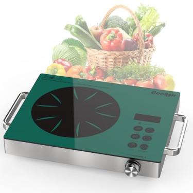 Imagem de Cooksir Cooktop Elétrico De Boca Única - 110 V 1800 W, Fogão Portátil Bancada Para Casa, Camping, Trailer, Temporizador, Trava Segurança Crianças, Vapor, Churrasco, Refogado, Tomada 120 (Verde)