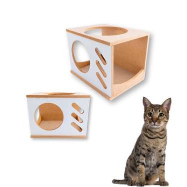 Imagem de Nicho Para Gato 1pç Montado Acompanha Kit Fixação Casa para Gato TeVe 