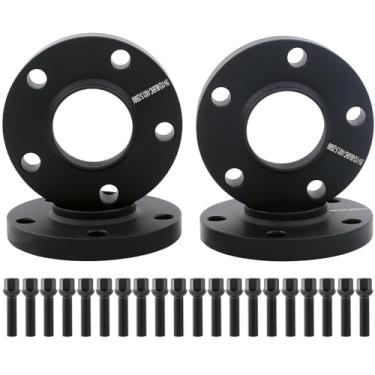 Imagem de DCVAMOUS Espaçadores de roda 4 peças pretos 5x112 Hubcentric 20 mm 66,56 furo com parafusos 14 x 1,25 (assento esférico de haste de 45 mm) compatível com BMW-Mini 5 Lug 2016+ X1 | 2018+ X2 X3 | 2019+