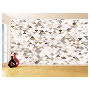 Imagem de Papel De Parede 3D Geométrico Triângulos Bege 3,5M Gmt16 - Você Decora