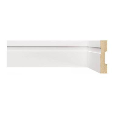 Imagem de Kit Rodapé de MDF 5 Barras Frisadas de 7cm x 2,40m Rende 12 Metros Moldufama Branco