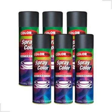 Imagem de Kit Tinta Spray Automotivo Colorgin Preto Fosco C/6 - SHERWIN WILLIAMS