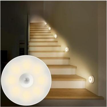 Imagem de Kit 2 Luminárias LED Recarregáveis, Sensor De Movimento, Luz Automática Para Armário, Corredor, Quarto, Escada, Com Ímã E Fita Adesiva - IT