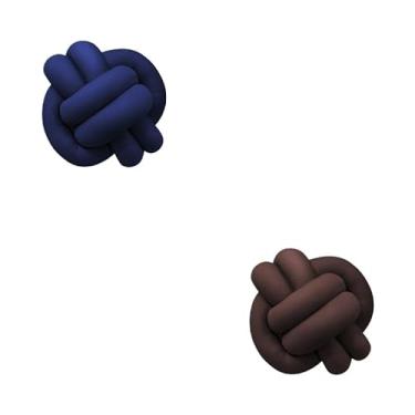 Imagem de Almofadas De Nó 28cm x 28cm Lindas Decorativas Sala Sofá Cama Cores (AZUL MARINHO E MARROM)