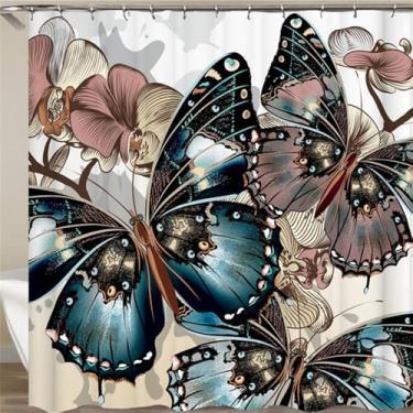 Imagem de Cortina de banho estampa dente de leão borboleta flor cortina de chuveiro 180 * 180cm à prova d'água banheiro casa tecido lavável tela de banho, tp408,W180xH240cm