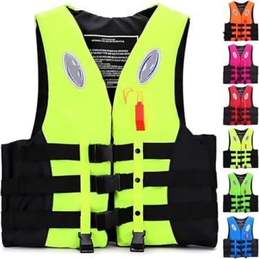 Imagem de Caixa Salva -vidas De Caiaque Com Cinto Ajustável, Tiras Reflexivas, Apito, Colete Salva -vidas Para Meninas Para Meninas Para Caiaque, Passeios De Barco, Esportes Aquáticos,S,Yellow