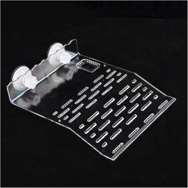 Imagem de RLECS Plataforma de habitat para répteis 25 x 20 x 0,3 cm, ventosa de acrílico, doca transparente, decoração flutuante, suprimentos para animais de estimação, adequado para aquários